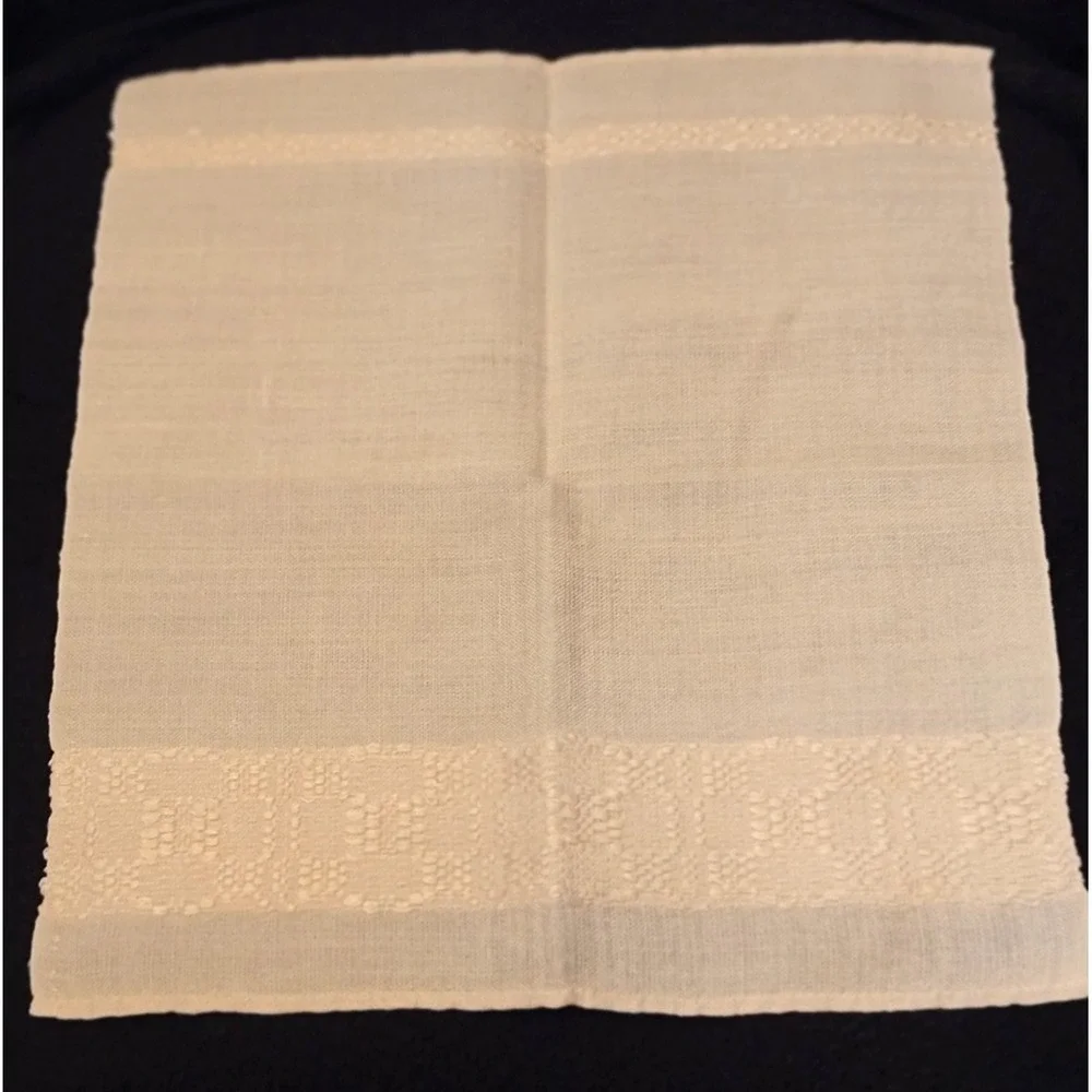 Set of Three Vintage Tone-on-Tone Embroidered Napkins